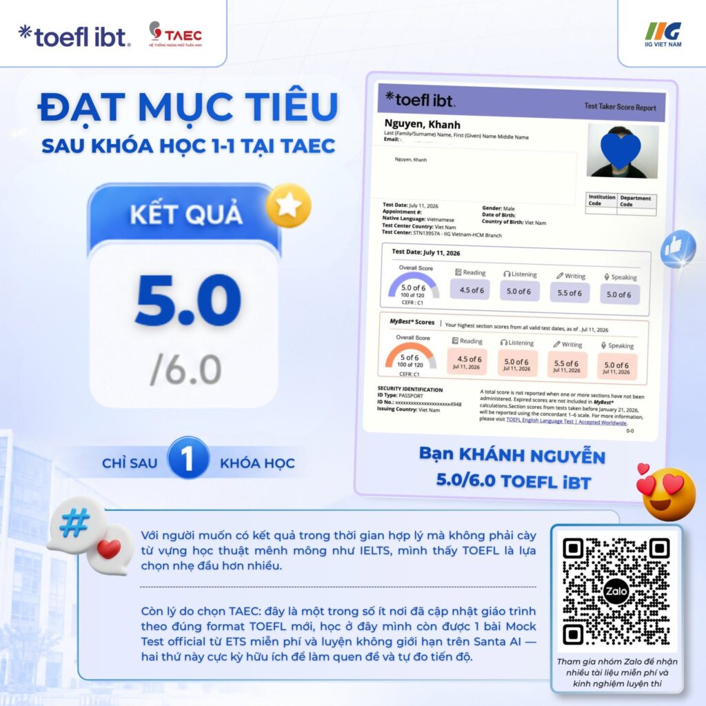 Khóa học TOEFL iBT 